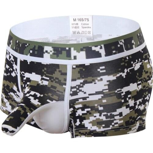 New Mens Print Low waist Ice Silk Mesh Net Hot Penis Sheath shaft Boxer Underwear Sexy Male Camouflage Printed Underpants