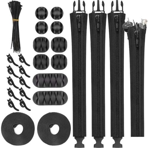 NEW-Cable Management Kit 126Pcs,Cord Management Organizer Cable Sleeves Self Adhesive Desk Cord Holder Wire Cable Tie