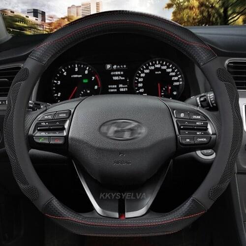 D Shape Steering Wheel Cover PU Leather for Geely Atlas Emgrand EC7 Coolray VW Golf 7 Hyundai Santa fe 2014-2020