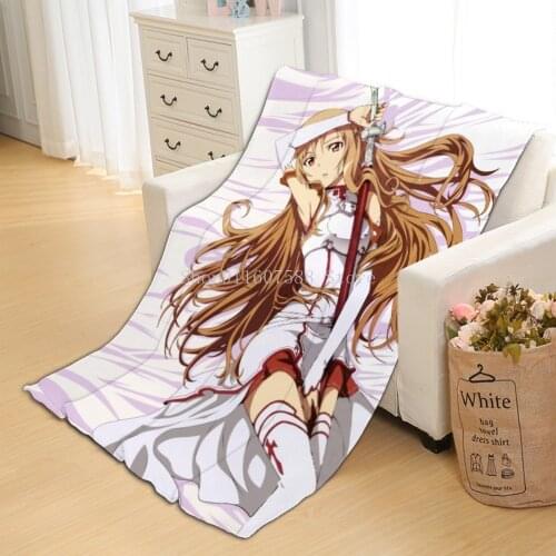 Anime Sword Art Online Plush Flannel Blanket Adult Cartoon Decor Home Office Washable Duvet Casual Kids Girls Sherpa Blanket
