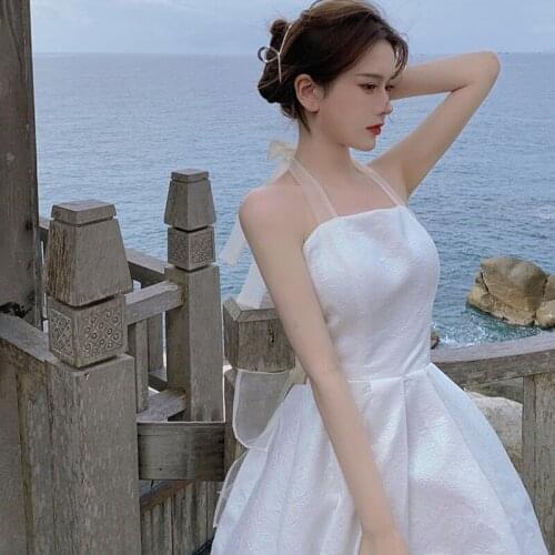 Casual White Slip Midi Women Short Dress Summer Lace Backless Sundresses Ladies Spaghetti Strap Vestido Clothes