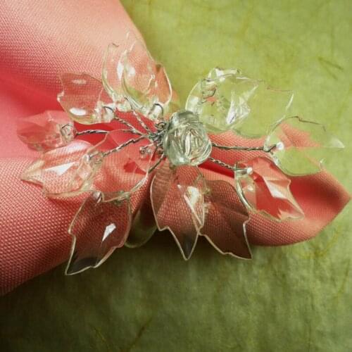 Clear crystal flower napkin rings, wedding napkin holder