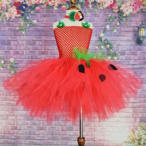 Strawberry Puffy Tulle Lace Ball Gown Flower Girl Dresses Girl Princess Dress Illusion Girl Wedding Party Dress New Year 2021