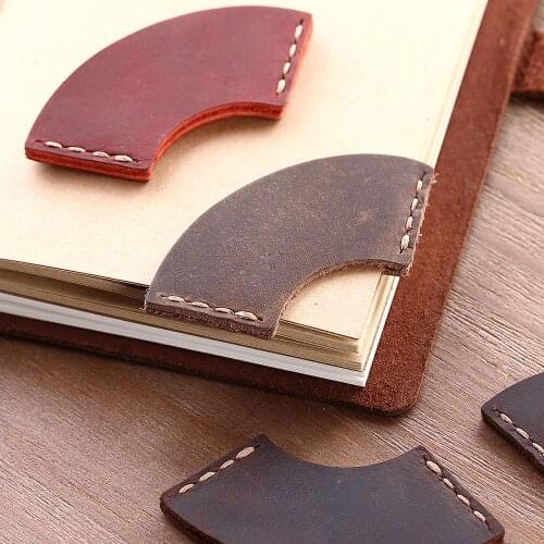 2 Pack Handmade Rustic bookmarks for books, Genuine Leather corner page marker, Handmade Memo Stationery gift School supplies
