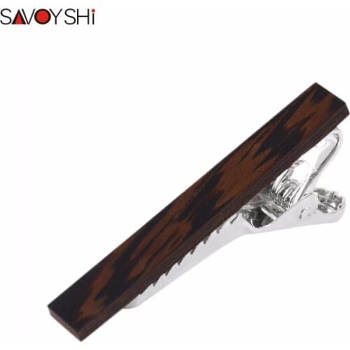 SAVOYSHI Luxury Wood Tie Clips for Men High Quality Shirt Necktie Tie bar Clamp Tie Pin Accessories Jewelry Wedding Gift Gemelos