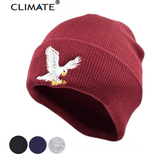 CLIMATE Eagle Beanie Hat Men Women Winter Warm Beanie Hat Warm Winter Soft Knitted Beanies Hat Cap for Adult Men Women