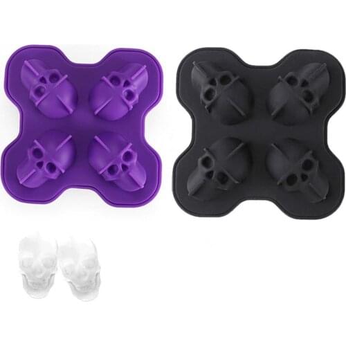 Skeleton Halloween Ice Cube Tray Silicone Fruit Ice Cube Maker DIY Creative Ice Cube Skull Mold Square Shape Kitchen Accessories