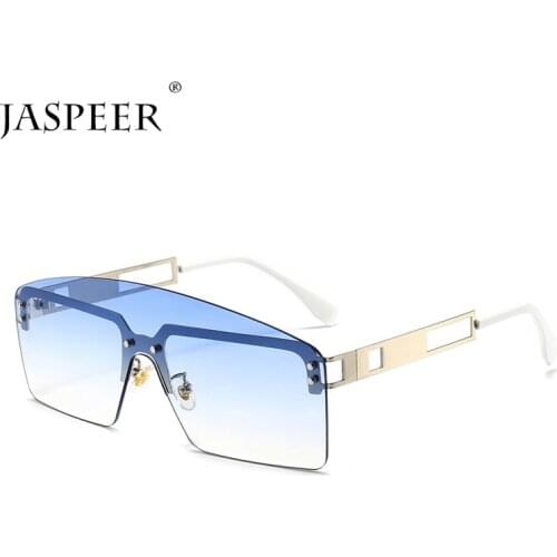 JASPEER Oversized Sunglasses Men UV400 Brand Designer Rimless Gradient Sun Glasses Women One Piece Big Frame Shades Eyewear