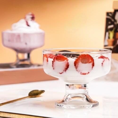 Creativity 200-300Ml Bowl with Feet Ice Cream Dessert Cup Cocktail Cold Drink Glass Family Bar Drinking Set Small Goblet