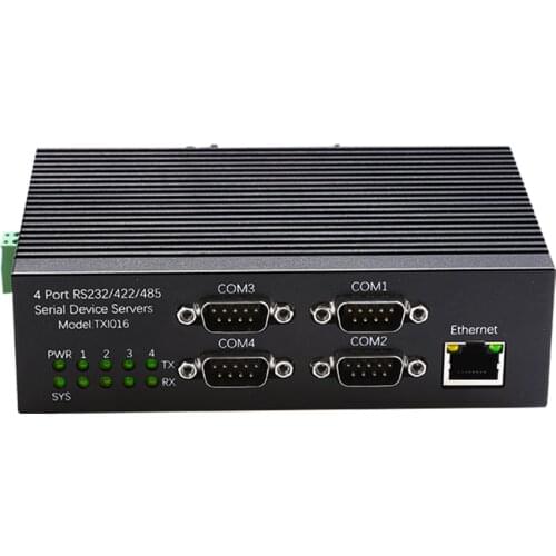 TXI016 Industrial 4Port RS232/485/422 Serial Device Server to Ethernet Networking Converter 10/100Mbps RJ45 Port Module