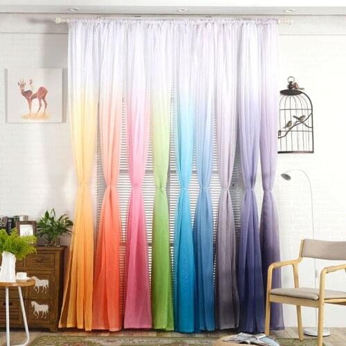 Purple Gradient Color Tulle Curtains for Living Room Modern Bedroom Organza Voile Fabrics Curtains for Kitchen Window Panels