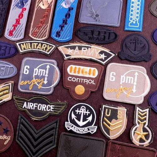 Military Embroidered Patch For Clothing Letter Embroidery Patches For Clothes Stripe Patch For Stickers T-shirt Jacket Badges