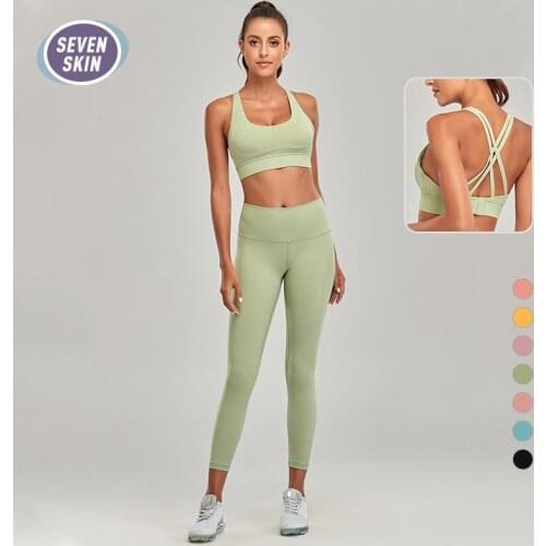 SEVEN SKIN Gym Fitness Yoga Set Seamless Sportswear for Women 2 peice Sets High Waist Leggings+Push Up Bra Running Suit Clothing