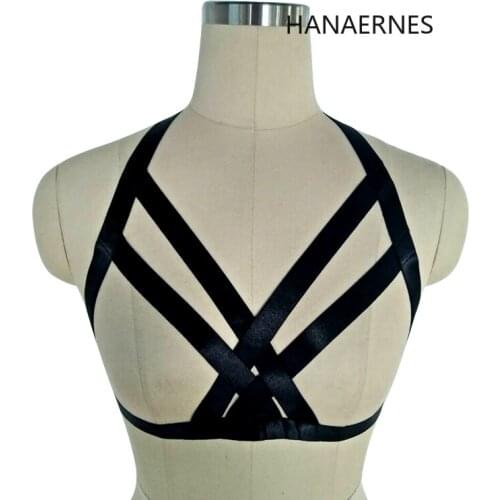HANAERNES Womens Harness Sexy Bondage Lingerie Set Black Sling Elastic Harajuku Goth Orgy Orgy Fetish Pole Dance Top Lingerie