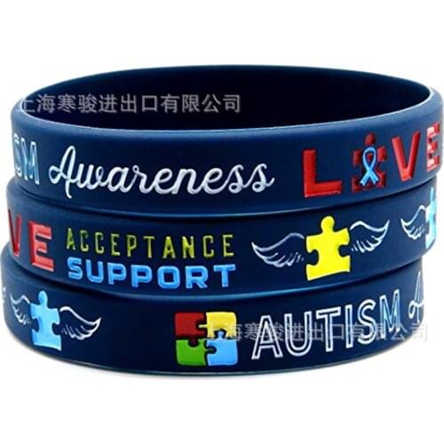 1 Pcs Medical Alert Autism Awareness Silicone Rubber Bracelet Wristband Letter Print Bracelet Drop Shipping