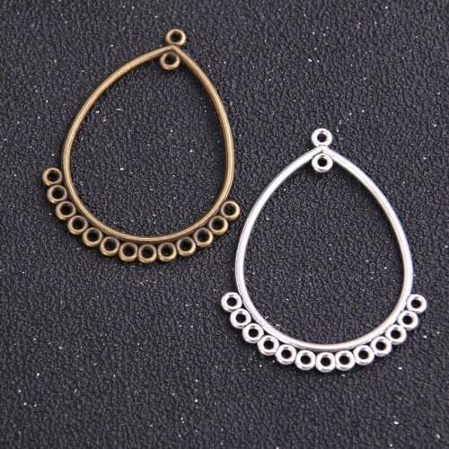 10pcs 27*39mm Two Color Zinc Alloy Necklace Charm Jewelry DIY Hollow Water Droplets Connector Pendant Necklace