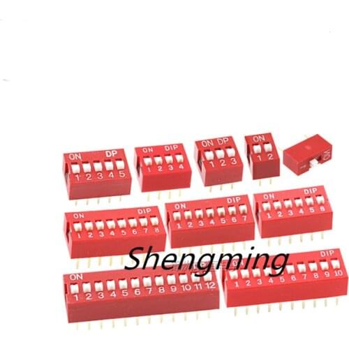 10pcs Slide Type Switch Module 1 2 3 4 5 6 7 8 10 12 PIN 2.54mm Position Way DIP Pitch Toggle Switch Red Snap Switch Dial Switch