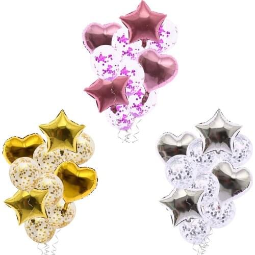 10pcs 12inch Multi Confetti Balloon Happy Birthday Party Balloons Pink White Star Helium Foil Balloons Party Supplies Air Ball