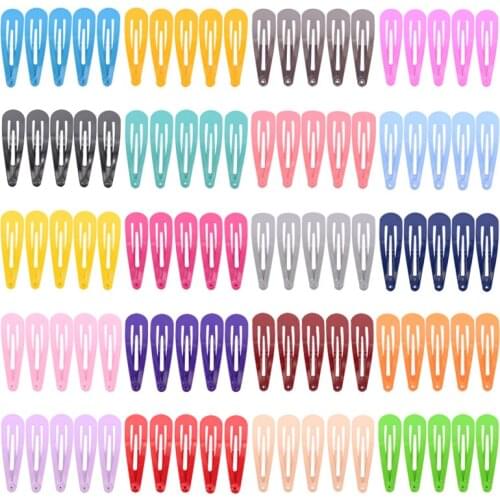 100 Pcs 2 Inch Candy Color Solid No Slip Hair Clips Girls' Hairpin Barrettes for Kids Hair Accessories PC014