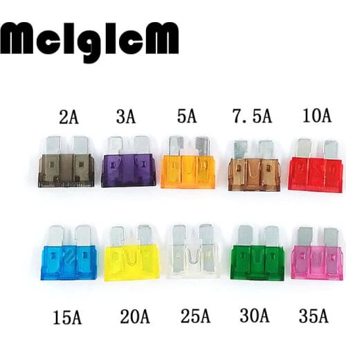 100pcs/lot Fuse Standard medium blade car fuse auto fuses car 2A 3A 5A 7.5A 10A 15A 20A 25A 30A 35A