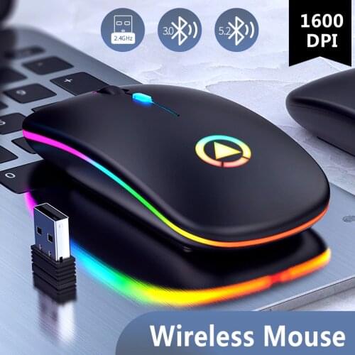 2.4Ghz 1600DPI Rechargeable Mute Mouse Wireless Silent LED Backlit Mouse USB Optical Ergonomic Gaming Mouse for For PC Laptop