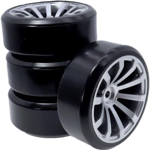 4PCS RC Car 1/10 Drift Car Tires Rim Silver 10 Spoke Wheel Hub 12mm Hex For RC 1:10 On Road Car HSP HPI TT01 D4 Accessories