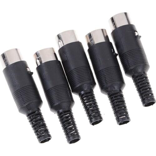 5Pcs Mini 5 Pin Din Male Plug With Plastic Handle Adapter Soldering Cables DIY Connector