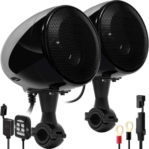 New Waterproof Motorcycle Studio Audio Sound System Stereo Speakers FM Radio MP3 Music Player ATV Remote Control Speaker 2pcs