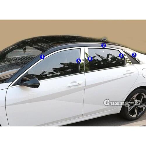 Car Cover Stainless Steel Glass Window Garnish Pillar Middle Column Strip Trim Frame Parts For Hyundai Elantra Avante 2021 2022