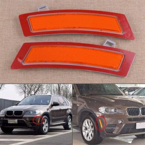 Car Front Bumper Marker Cover Reflector Strip Side Reflector For-BMW X5 E70 35Ix 35Dx 50Ix 2011-2013