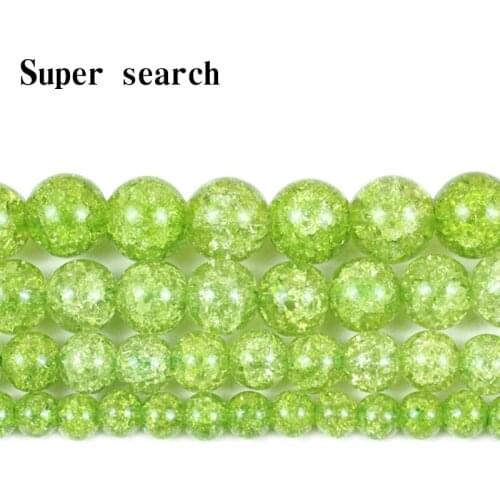 Natural Snow Cracked Crystal Stone Beads dark green Round Loose Beads For Jewelry Making Bracelet Charm Accessories 6/8/10mm