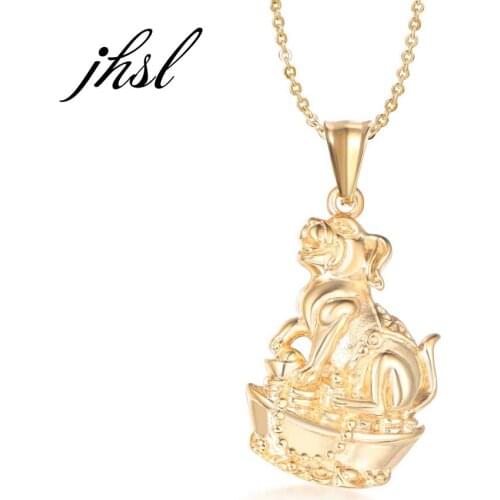 JHSL Stainless Steel Chains Man Male Animal Dog Pendant Necklace for Men Silver Color Fashion Jewelry Dropship wholesale