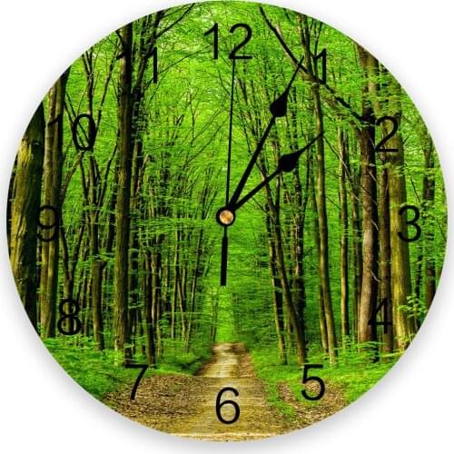 Green Forest New Wall Clock Fashion Living Room Quartz Watch Modern Home Decoration Round Clocks