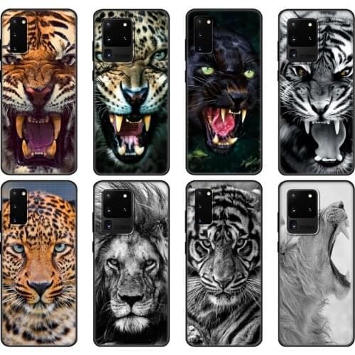 Black tpu Case For Samsung galaxy S20 /S20 PLUS/S20 ultra/S20+ /S20FE back cover Animal tiger lion leopard