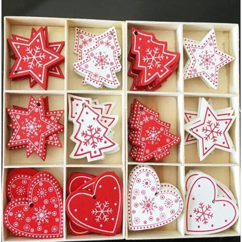 10PC Wooden Snowflake Christmas Tree Pendant Ornament For 2021 New Year Natural Wood Chirstmas Hanging Ornaments Xmas Tree Decor