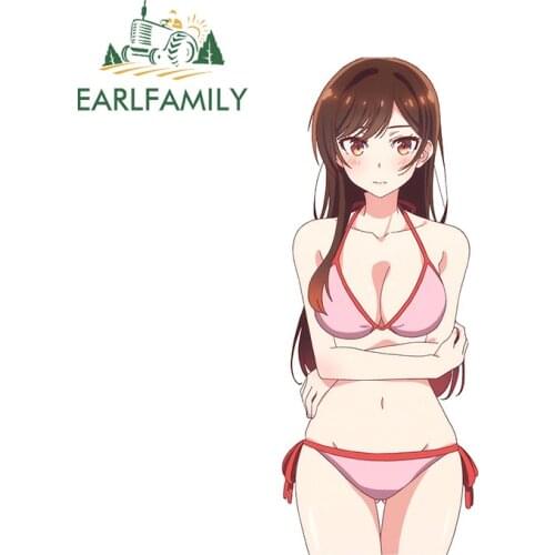 EARLFAMILY 13cm x 5.4cm For Chizuru Bikini Anime Decal Refrigerator Funny Car Stickers Waterproof Windshield Car Assessoires