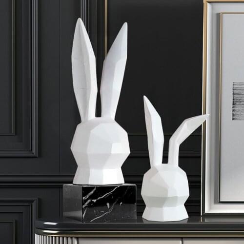 RESIN DECORATION NORDIC RABBIT FIGURINE ART LIVING ROOM ORNAMENTS BEDROOM GARDEN ACCESSORIES HOME DÉCOR SCULPTURE ANIMAL FIGURES