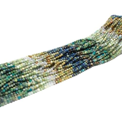 Fine Layered Gradient Blue Green 2MM Faceted Chrysocolla Round Natural Gem Stone Beads For Jewelry Making DIY Bracelet Handmade