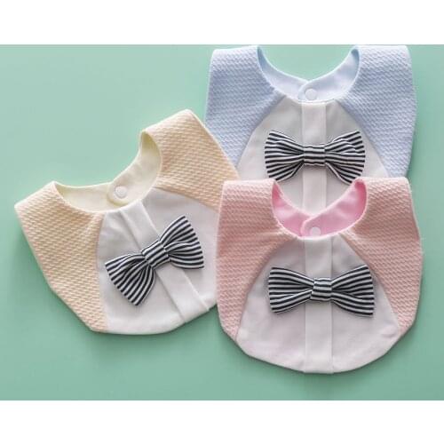 Newborn Baby Boys Girls Cotton Bibs 3D Cartoon Cute Waterproof Saliva Towel With Stripe Bow Knot Children Clothing And Accessory