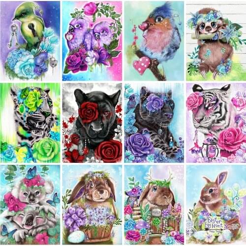 HUACAN 5D Diamond Painting Kit Animal Leopard Diamond Embroidery Sale Bird Rabbit Pictures Of Rhinestones Mosaic Handmade Gift