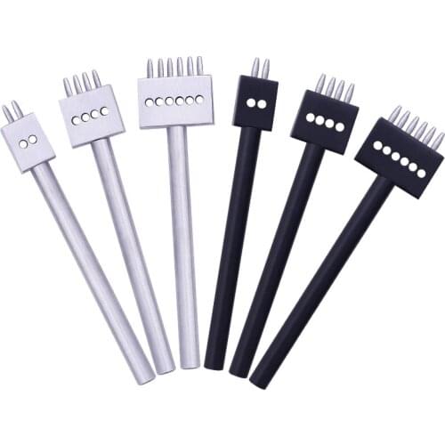 LMDZ 1Pcs 4mm Leather Craft Punching Tool 2/4/6 Prong Hole Row Circular Cut Stitched Hole Spacing Drilling Leather Craft Tool