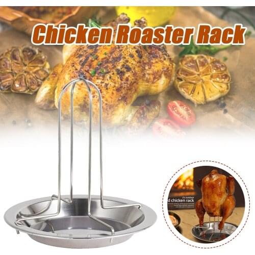 New Barbecue Grilling Baking Cooking Pans Non-Stick Chicken Roaster Rack With Bowl BBQ Accessories Tools