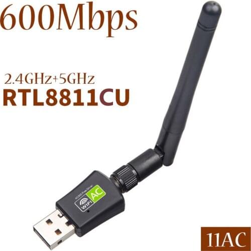 Kebidu 600Mbps USB WiFi Adapter Wi-Fi Antenna Wifi Dongle Laptop PC Receiver Dual Band 2.4G + 5Ghz Free Driver RTL8811AU