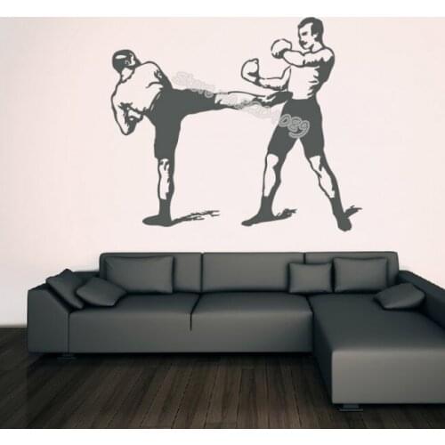 Kickboxing Fight Boxing Sport Wall Sticker Taekwondo Karate Martial Vinyl decal Home Decor Bedroom Murals Removable poster EB245