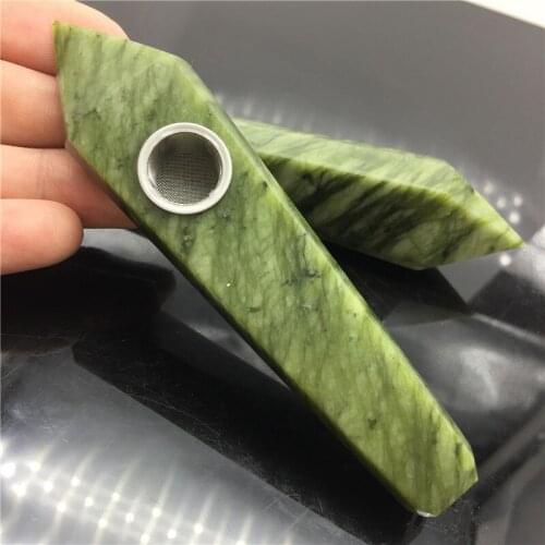 Wholesale Natural Quartz Smoking Pipe Crystal Stone Obelisk Wand Point Cigars Pipes Smoking Pipes Healing With Metal Filter 1PC