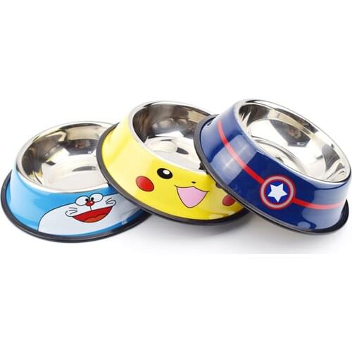 Pet Dog Cat Food Bowl Cartoon Stainless Steel Pet Pot Bowl Pet Feeder Tableware Gamelle Chien Water Bottle Food Bowl For Pets