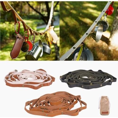 Multifunctional PU Leather Tent Lanyard Cord Clothesline Hanging Storage Strap Outdoor Clothesline Hanging Organizer Strap