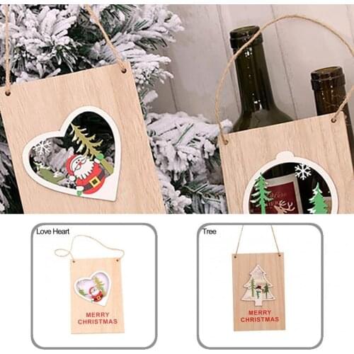 No Odor Fashion Xmas Tree Christmas Hanging Sign Wood Hanging Pendant Rectangle for Office