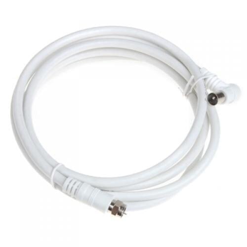 MYLB White 6.6ft 9.5mm 90 Degrees Male to F type Male Coaxial TV Satellite Antenna Cable