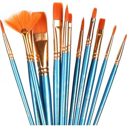 Paint Brush Set 12pcs Round Pointed Tip Nylon Hair Artist Professional Fine Acrylic Oil Watercolor Brushes for Kids Adults